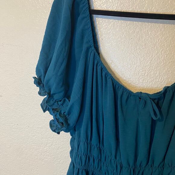 Liberty Love Teal Tiered Boho Midi Dress Plus Size 3XL - Picture 6 of 8